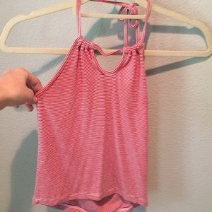 Red white halter crop by Brandy Melville